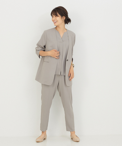 abahouse mavie（アバハウスマヴィ）の「【セットアップ対応】ドライタッチ袖タックノースリーブブラウス（シャツ/ブラウス・レディース・ブラック/グレイッシュベージュ・フリー）」の7枚目の写真