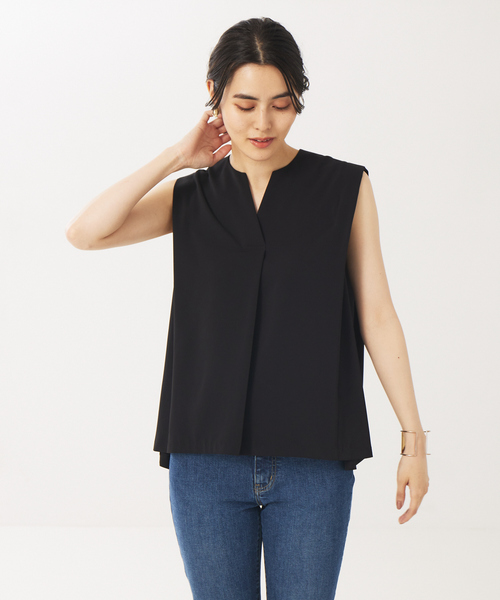 abahouse mavie（アバハウスマヴィ）の「【セットアップ対応】ドライタッチ袖タックノースリーブブラウス（シャツ/ブラウス・レディース・ブラック/グレイッシュベージュ・フリー）」の14枚目の写真