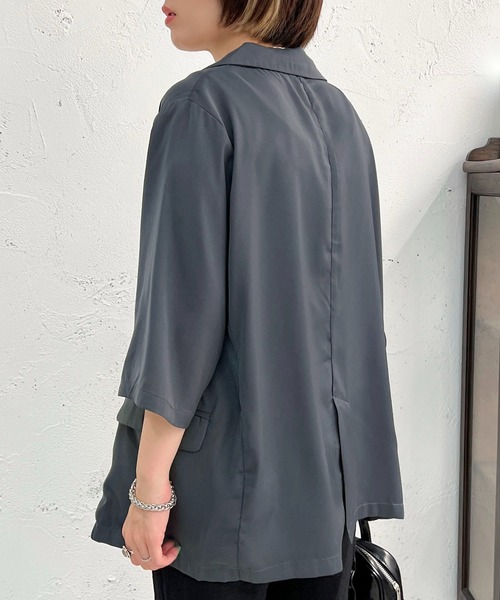 apres jour mignon(アプレジュールミニョン)の「シャツジャケット【ZOZOTOWN限定アイテム】(テーラードジャケット・レディース・ライトベージュ/ブラック/ダークブルー・X-LARGE/フリー)」の12枚目の写真