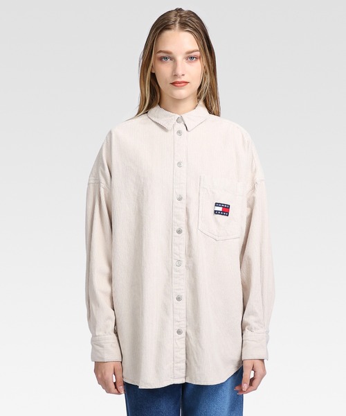 tommy jeans（トミー ジーンズ）の「コーデュロイオーバーシャツ（シャツ/ブラウス・レディース・ピンク/ベージュ・LARGE/X-SMALL/MEDIUM/SMALL/X-LARGE）」の15枚目の写真