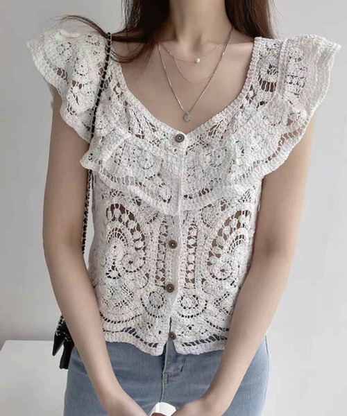 Twinkle;pm(トゥインクルピーエム)の「ノースリーブかぎ針編みブラウス(シャツ/ブラウス・レディース・ベージュ/ホワイト・FREE)」の16枚目の写真