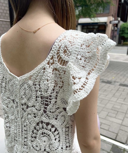 Twinkle;pm(トゥインクルピーエム)の「ノースリーブかぎ針編みブラウス(シャツ/ブラウス・レディース・ベージュ/ホワイト・FREE)」の7枚目の写真