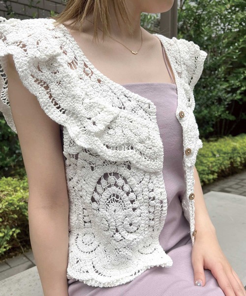 Twinkle;pm(トゥインクルピーエム)の「ノースリーブかぎ針編みブラウス(シャツ/ブラウス・レディース・ベージュ/ホワイト・FREE)」の11枚目の写真