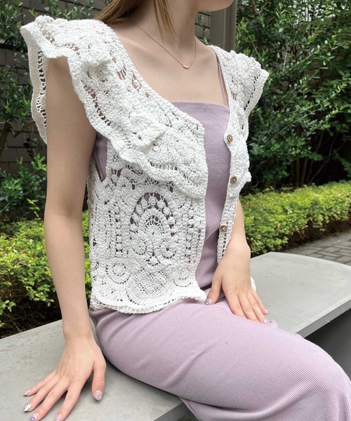 Twinkle;pm(トゥインクルピーエム)の「ノースリーブかぎ針編みブラウス(シャツ/ブラウス・レディース・ベージュ/ホワイト・FREE)」の12枚目の写真