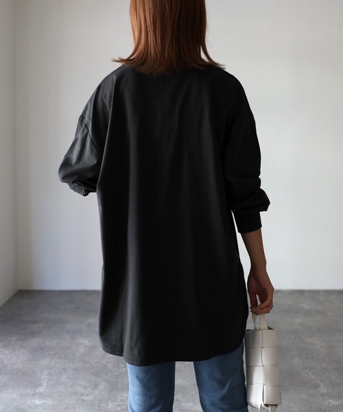 Riberry(リベリー)の「ボリューム袖ラウンドヘムロンT(Tシャツ/カットソー・レディース・オフホワイト/スミクロ・FREE)」の21枚目の写真