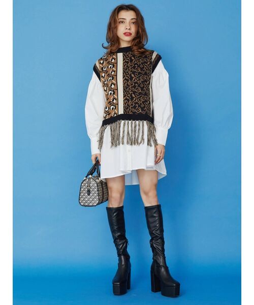 EVRIS（エヴリス）の「ストレッチミドルブーツ（ブーツ・レディース・ホワイト/ブラック・SMALL/MEDIUM/LARGE）」の9枚目の写真