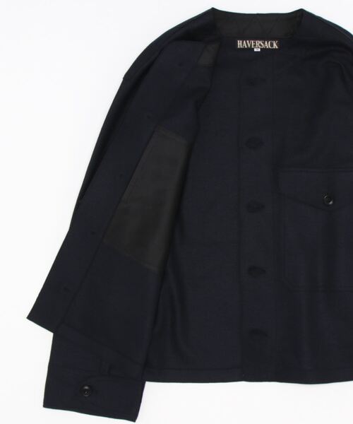 HAVERSACK（ハバーザック）の「HAVERSACK | ウールノーカラージャケット MEN（ノーカラージャケット・メンズ・ネイビー・LARGE/MEDIUM）」の2枚目の写真