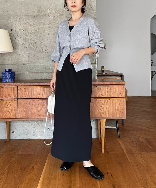 CAPRICIEUX LE'MAGE（カプリシューレマージュ）の「ウエスト切替カーディガン（カーディガン/ボレロ・レディース・グレー/イエロー/モカ・FREE）」の14枚目の写真