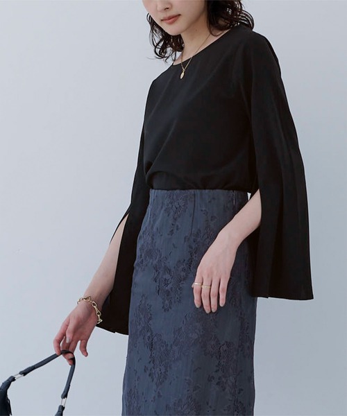 UR'S(ユアーズ)の「スリットスリーブトップス(Tシャツ/カットソー・レディース・ブラック/ベージュ/カーキ・S/M/L)」の16枚目の写真
