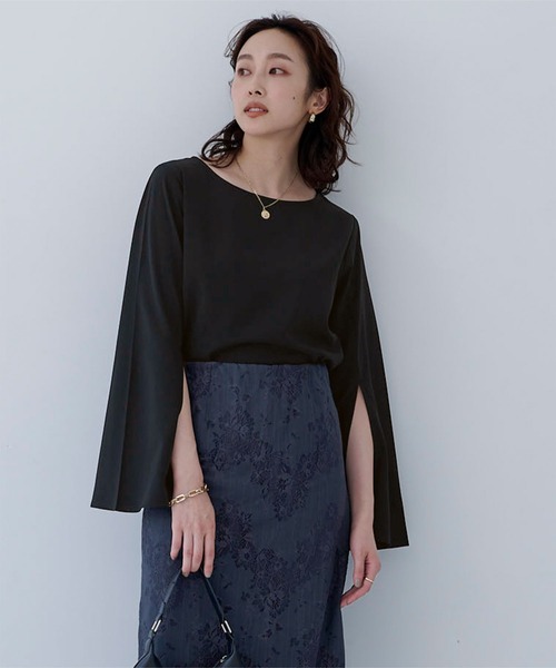 UR'S(ユアーズ)の「スリットスリーブトップス(Tシャツ/カットソー・レディース・ブラック/ベージュ/カーキ・S/M/L)」の11枚目の写真