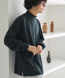 MONO-MART | ハイポンチ モックハイネック ルーズオーバーサイドスリットドレープL/Sカットソー(Tシャツ/カットソー)