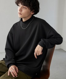 MONO-MART | モックネック ルーズオーバーサイドスリット ハイポンチ ドレープL/Sカットソー(Tシャツ/カットソー)