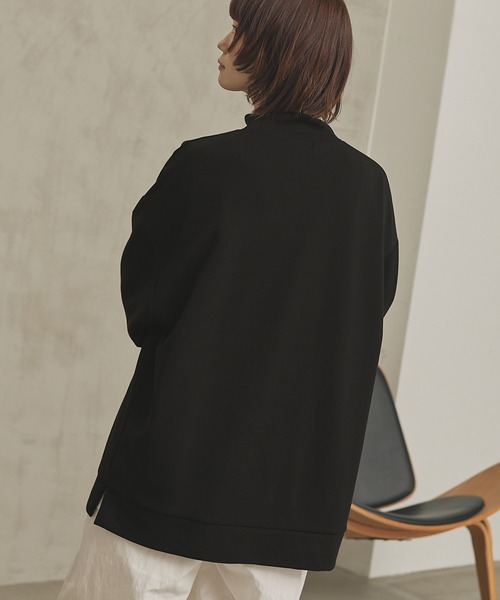 MONO-MART（モノマート）の「モックネック ルーズオーバーサイドスリット ハイポンチ ドレープL/Sカットソー（Tシャツ/カットソー・メンズ・ホワイト/ブラック/ブラウン/ブルーグリーン/グレイッシュブルー/チャコール/ライトグレー/ベージュ/ブルー/レッド/ミント/パープル/グリーン/ダークブラウン/ブルー系・M/L）」の16枚目の写真