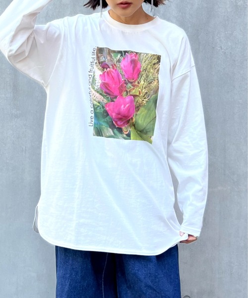 y/m by Yukie(イムバイユキエ)の「flower photo ロンT(Tシャツ/カットソー・レディース・ホワイト・FREE)」の14枚目の写真