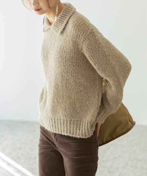 U by SPICK&SPAN(ユーバイスピックアンドスパン)の「【TRICOT JEAN MARC/トリコット ジーン マルク】 カラーニットプルオーバー(ニット/セーター・レディース・ライトグレー/ベージュ・FREE)」の7枚目の写真