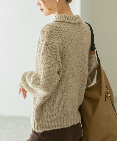 U by SPICK&SPAN(ユーバイスピックアンドスパン)の「【TRICOT JEAN MARC/トリコット ジーン マルク】 カラーニットプルオーバー(ニット/セーター・レディース・ライトグレー/ベージュ・FREE)」の8枚目の写真