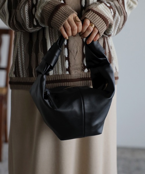 Bonjour Sagan（ボンジュールサガン）の「ダブルノットバッグ（ハンドバッグ・レディース・ブラック/ブラウン/ベージュ・FREE）」の4枚目の写真