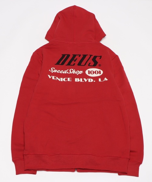 DEUS EX MACHINA（デウスエクスマキナ）の「TIN-LIZZIE ZIP HOODIE（パーカー・メンズ・ブラック/レッド・M/L/XS/S/XL）」の6枚目の写真