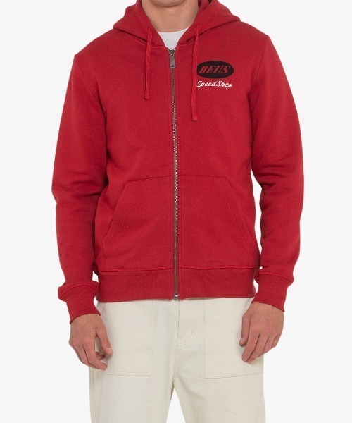 DEUS EX MACHINA（デウスエクスマキナ）の「TIN-LIZZIE ZIP HOODIE（パーカー・メンズ・ブラック/レッド・M/L/XS/S/XL）」の5枚目の写真