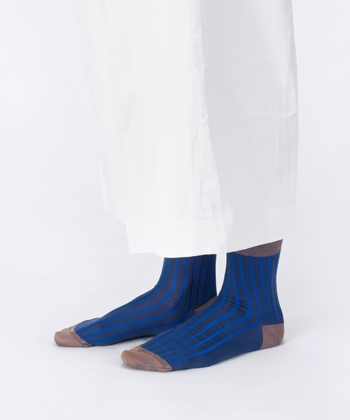 Tricote(トリコテ)の「TRICOTE トリコテ / SEE-THROUGH RIBSOCKS / TR91SO045(ソックス/靴下・レディース・ライトグレー/ベージュ/イエロー・23cm~25cm)」の3枚目の写真
