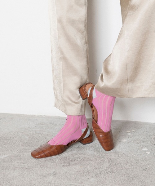 Tricote(トリコテ)の「TRICOTE トリコテ / SEE-THROUGH RIBSOCKS / TR91SO045(ソックス/靴下・レディース・ライトグレー/ベージュ/イエロー・23cm~25cm)」の4枚目の写真