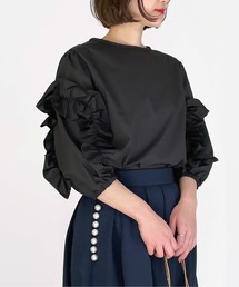 【日本製】袖フリルブラウス
