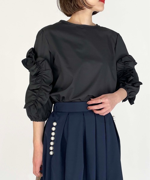 BE NEAT（ビーニート）の「【日本製】袖フリルブラウス（シャツ/ブラウス・レディース・ホワイト/ブラック・M）」の18枚目の写真