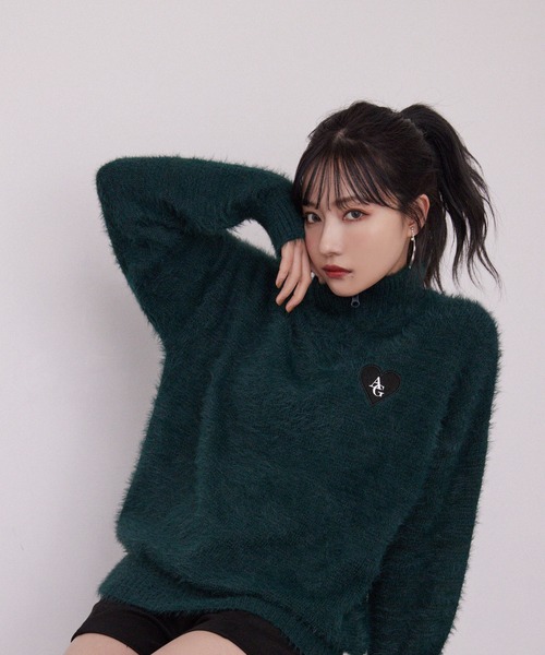 UNISEX ハーフジップシャギーニット