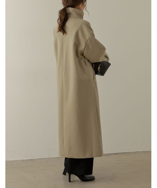 Re:EDIT（リエディ）の「[WINTER COLLECTION]モッサスタンドカラーロングコート（チェスターコート・レディース・ホワイト系その他/ブルー/グレイッシュベージュ/ライトグリーン/アイボリー/パープル/ブラック・MEDIUM）」の10枚目の写真