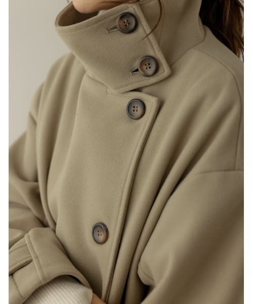 Re:EDIT（リエディ）の「[WINTER COLLECTION]モッサスタンドカラーロングコート（チェスターコート・レディース・ホワイト系その他/ブルー/グレイッシュベージュ/ライトグリーン/アイボリー/パープル/ブラック・MEDIUM）」の12枚目の写真