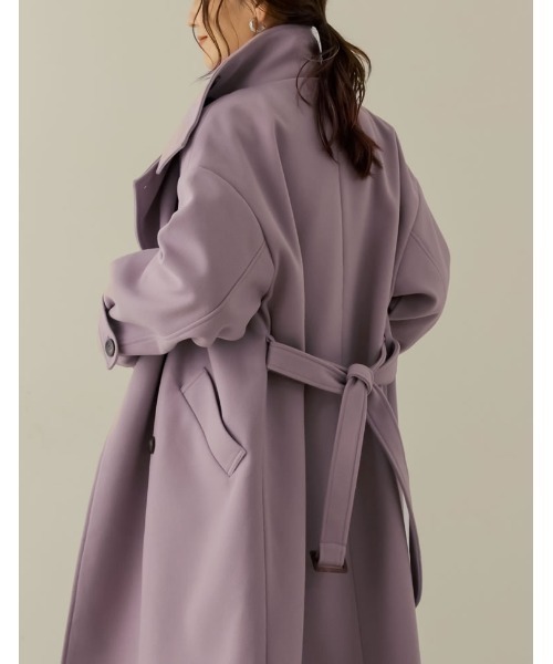 Re:EDIT（リエディ）の「[WINTER COLLECTION]モッサスタンドカラーロングコート（チェスターコート・レディース・ホワイト系その他/ブルー/グレイッシュベージュ/ライトグリーン/アイボリー/パープル/ブラック・MEDIUM）」の8枚目の写真