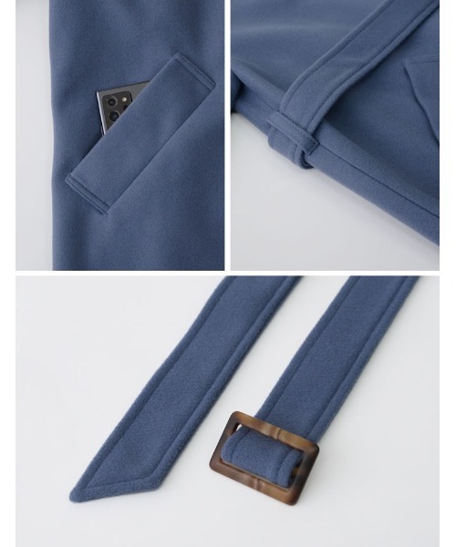 Re:EDIT（リエディ）の「[WINTER COLLECTION]モッサスタンドカラーロングコート（チェスターコート・レディース・ホワイト系その他/ブルー/グレイッシュベージュ/ライトグリーン/アイボリー/パープル/ブラック・MEDIUM）」の15枚目の写真