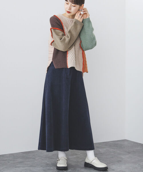 BEAMS HEART（ビームスハート）の「BEAMS HEART / パッチワーク 配色ニット（ニット/セーター・レディース・グレー/ベージュ/ホワイト系その他5・FREE）」の20枚目の写真