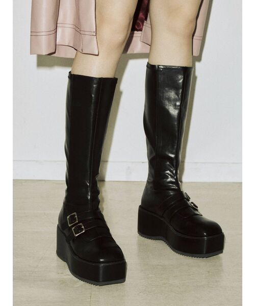 jouetie（ジュエティ）の「ローファーロングブーツ（ブーツ・レディース・ブラウン/ブラック・M/L）」の4枚目の写真