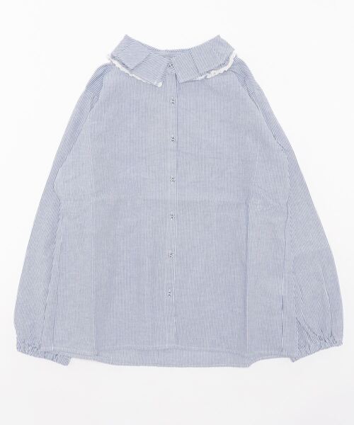 Samansa Mos2(サマンサ モスモス)の「フリルカラーブラウス(シャツ/ブラウス・レディース・チャコール/ブルー/オフホワイト/ブラック・フリ-)」の4枚目の写真