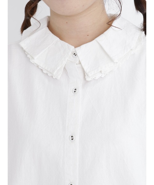 Samansa Mos2(サマンサ モスモス)の「フリルカラーブラウス(シャツ/ブラウス・レディース・チャコール/ブルー/オフホワイト/ブラック・フリ-)」の21枚目の写真