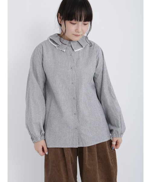 Samansa Mos2(サマンサ モスモス)の「フリルカラーブラウス(シャツ/ブラウス・レディース・チャコール/ブルー/オフホワイト/ブラック・フリ-)」の9枚目の写真