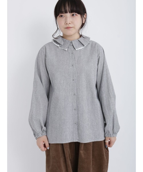 Samansa Mos2(サマンサ モスモス)の「フリルカラーブラウス(シャツ/ブラウス・レディース・チャコール/ブルー/オフホワイト/ブラック・フリ-)」の10枚目の写真