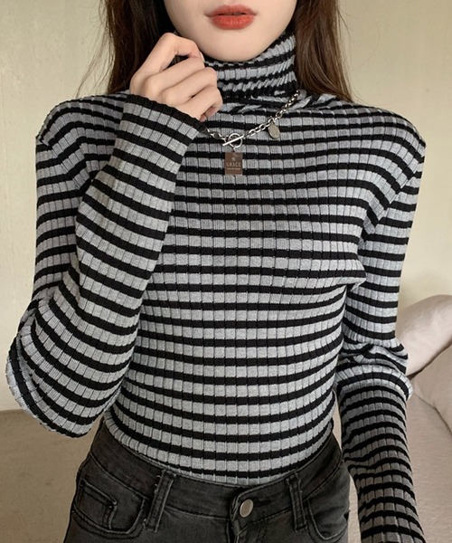✨美品✨ ドルチェアンドガッバーナ ボーダー リブニット タートルネック DOLCE&GABBANA（タートルネック ・ ニット/セーター）のフリマ