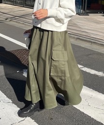 PUAL CE CIN | 【Du noir】コットンダンプカーゴスカート(スカート)