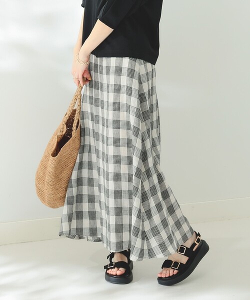 B:MING by BEAMS(ビーミングバイビームス)の「B:MING by BEAMS / ルランゼフィール リネン スカート(スカート・レディース・ブルーグリーン/チェック/ピンク・SMALL/MEDIUM)」の3枚目の写真