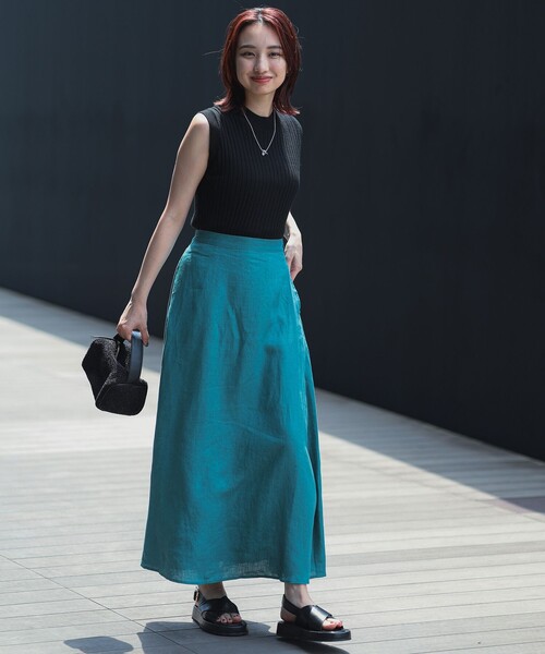 B:MING by BEAMS(ビーミングバイビームス)の「B:MING by BEAMS / ルランゼフィール リネン スカート(スカート・レディース・ブルーグリーン/チェック/ピンク・SMALL/MEDIUM)」の9枚目の写真