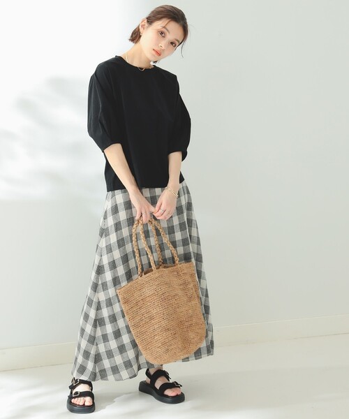 B:MING by BEAMS(ビーミングバイビームス)の「B:MING by BEAMS / ルランゼフィール リネン スカート(スカート・レディース・ブルーグリーン/チェック/ピンク・SMALL/MEDIUM)」の15枚目の写真