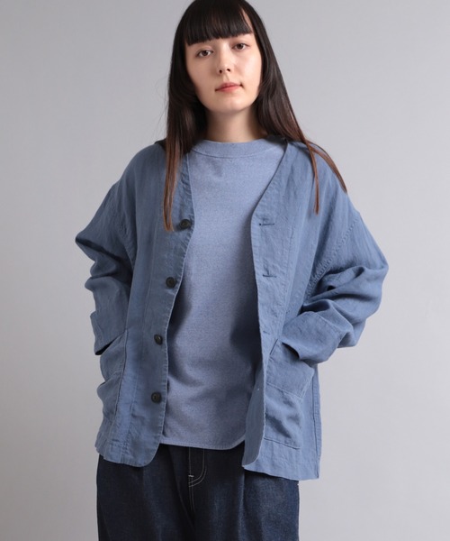 RNA-N（アールエヌエーエヌ）の「J2056 JAPAN RINENノーカラージャケット（ノーカラージャケット・レディース・ブラック/ブルー/サンドベージュ・MEDIUM）」の20枚目の写真