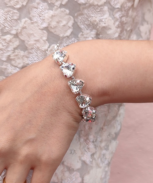 Casselini（キャセリーニ）の「Casselini(キャセリーニ)ハートビジューブレスレット（ブレスレット・レディース・グリーン/クリア/ブラック・FREE）」の3枚目の写真