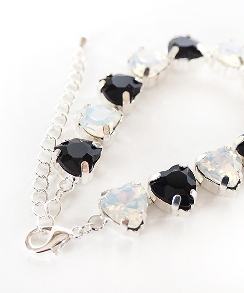 Casselini（キャセリーニ）の「Casselini(キャセリーニ)ハートビジューブレスレット（ブレスレット・レディース・グリーン/クリア/ブラック・FREE）」の7枚目の写真