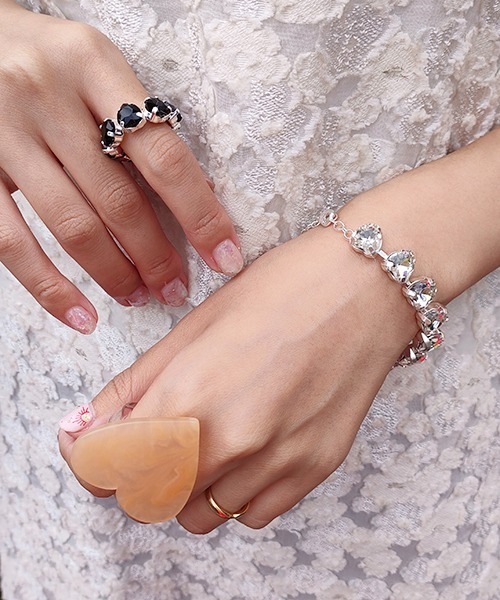 Casselini（キャセリーニ）の「Casselini(キャセリーニ)ハートビジューブレスレット（ブレスレット・レディース・グリーン/クリア/ブラック・FREE）」の12枚目の写真