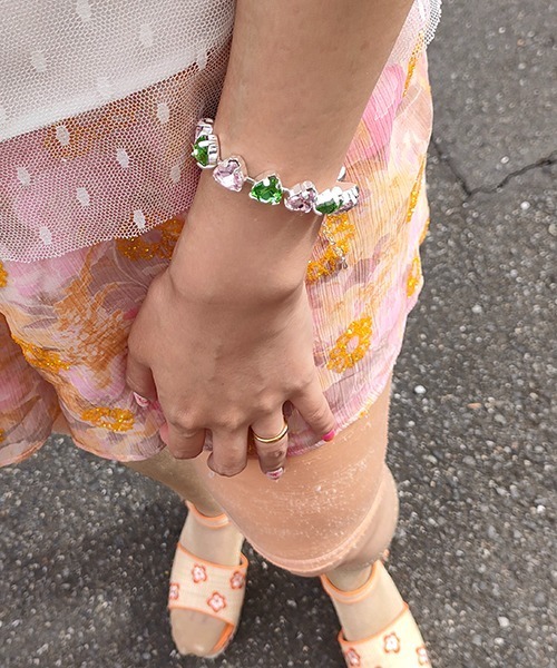 Casselini（キャセリーニ）の「Casselini(キャセリーニ)ハートビジューブレスレット（ブレスレット・レディース・グリーン/クリア/ブラック・FREE）」の10枚目の写真