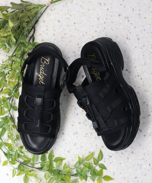 Bridget Birkin（ブリジットバーキン）の「【Bridget Birkin】レースアップスポーツサンダル(532155)（サンダル・レディース・ブラック/ホワイト・S/M/L/LL）」の8枚目の写真