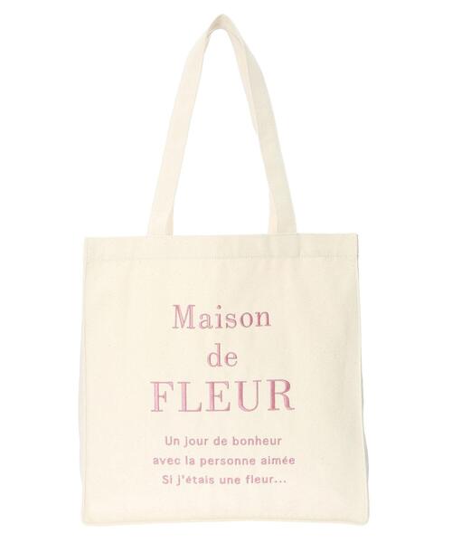 Maison de FLEUR（メゾンドフルール）の「ブランドロゴ刺繍スクエアトートバッグ（トートバッグ・レディース・ブラック/ライトピンク/ピンク・FREE）」の21枚目の写真